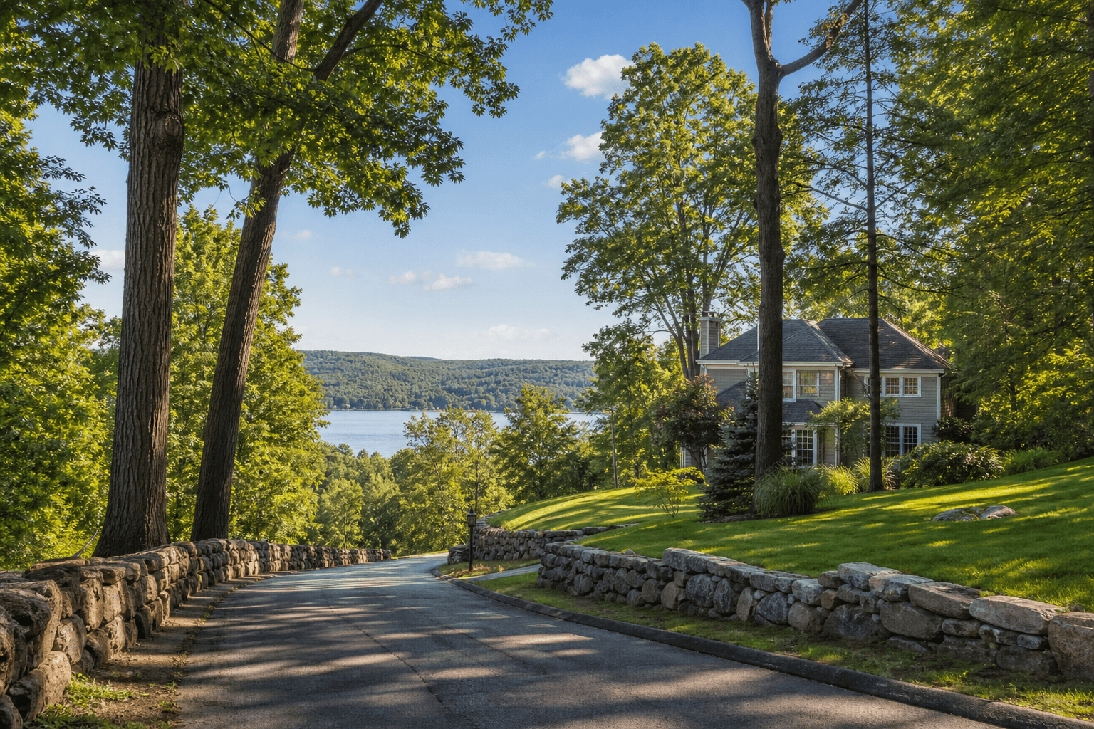 Wooded Amawalk and Kitchawan road near reservoir scenery and larger private parcels