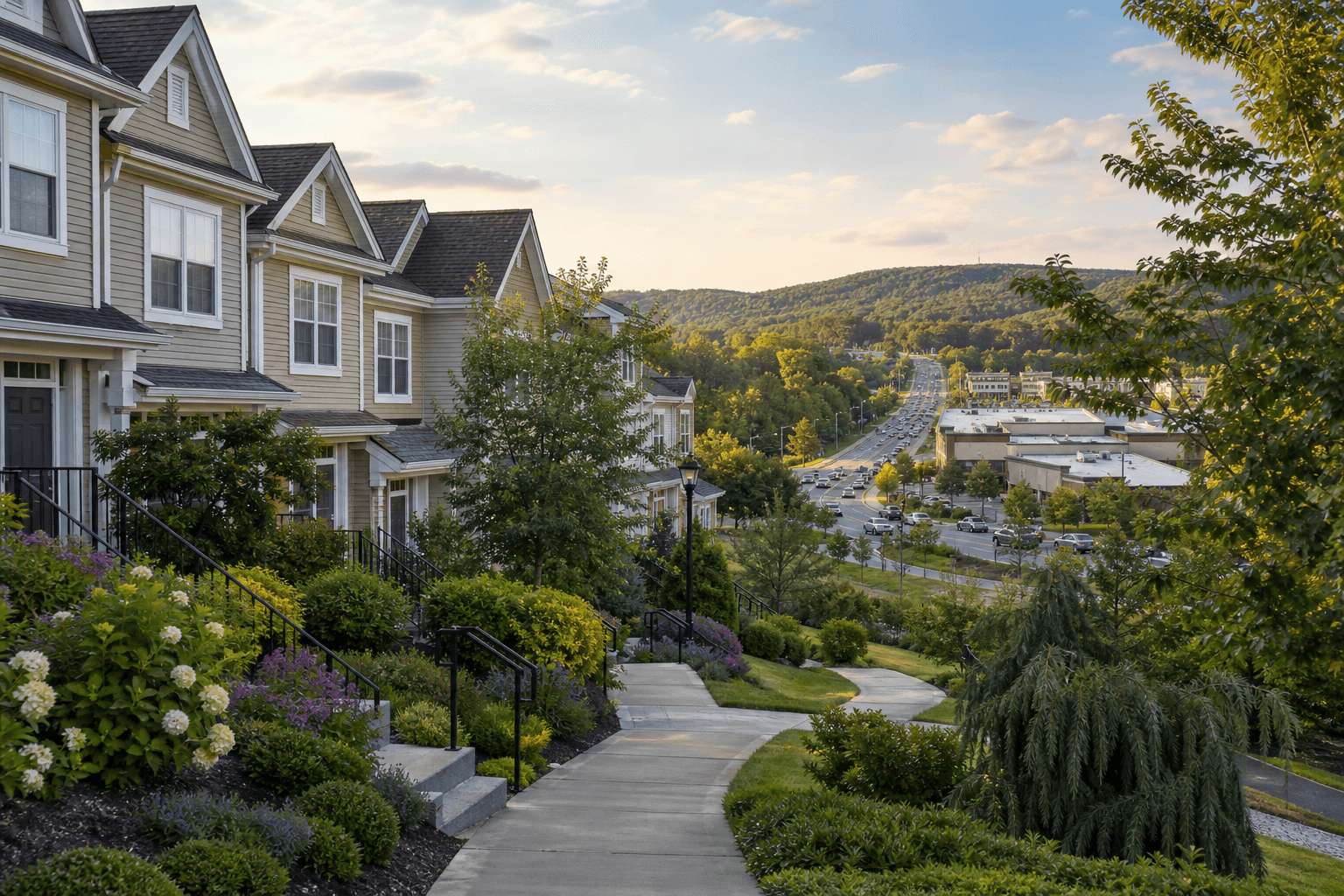 Landscaped Jefferson Valley townhouse and condo community near everyday retail